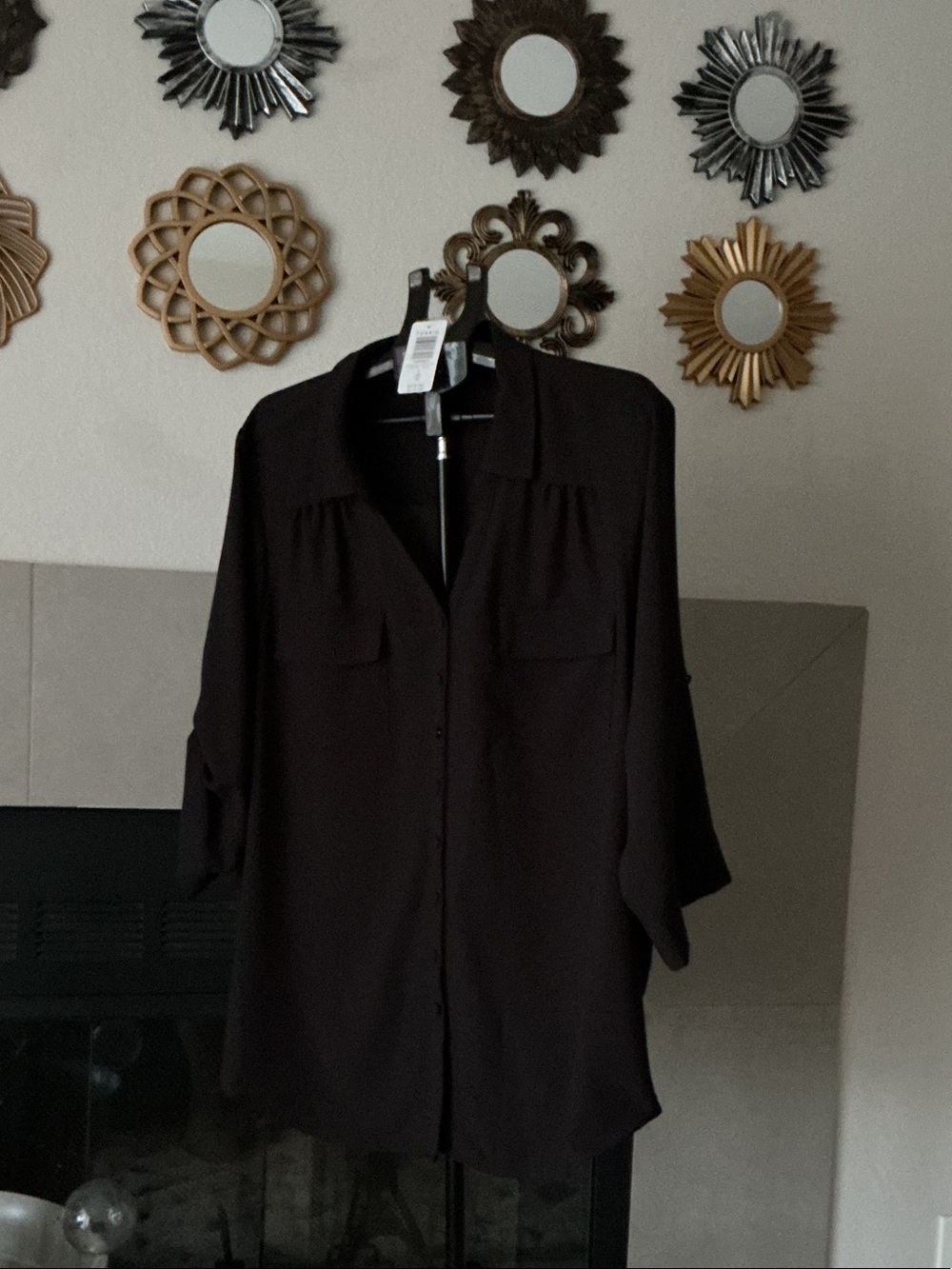 Torrid women’s Madison Black Women's Button-Down Blouse with front pockets